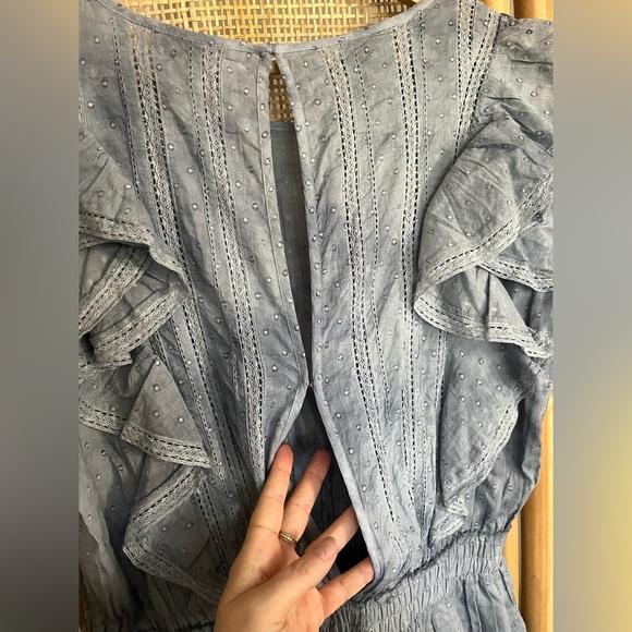 LoveShackFancy Natasha Dress Washed Denim Blue - Picture 8 of 11